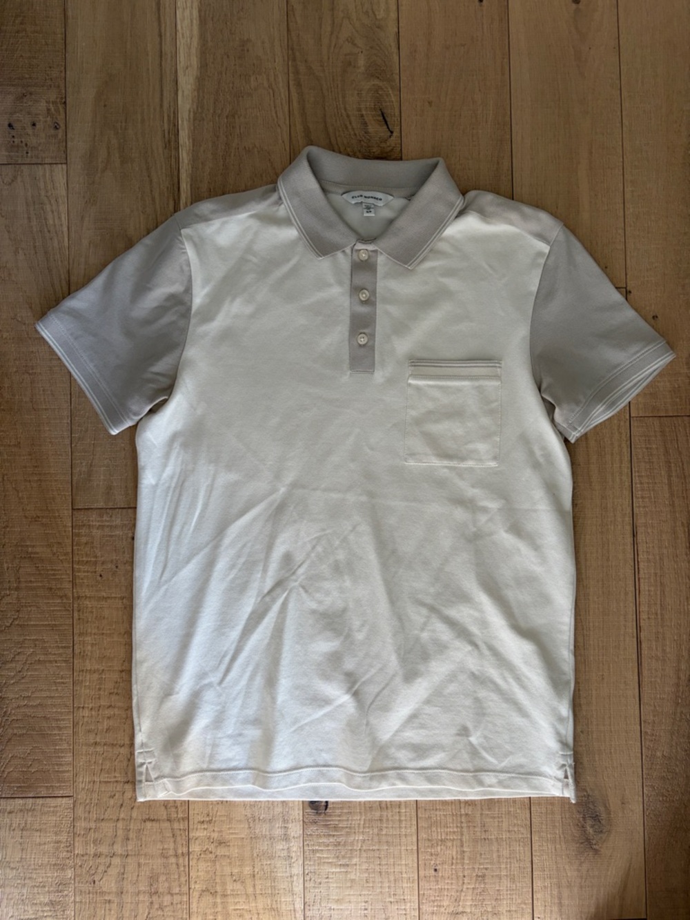 Club Monaco Men’s Cream Polo with Light Gray Trim